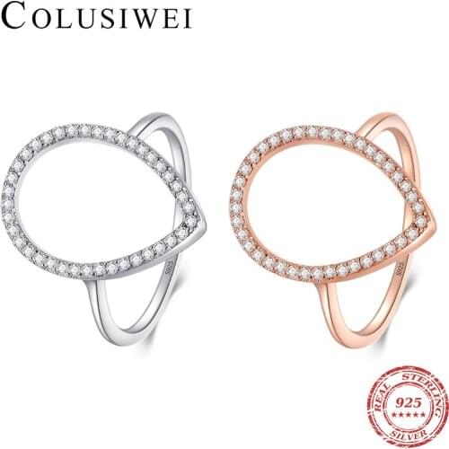 CULUSIWEI New 100% 925 Sterling Silver Sparkling Rings Fashion 5A Zircon Pear Water Drop Classic Ring Wedding Jewelry For Women