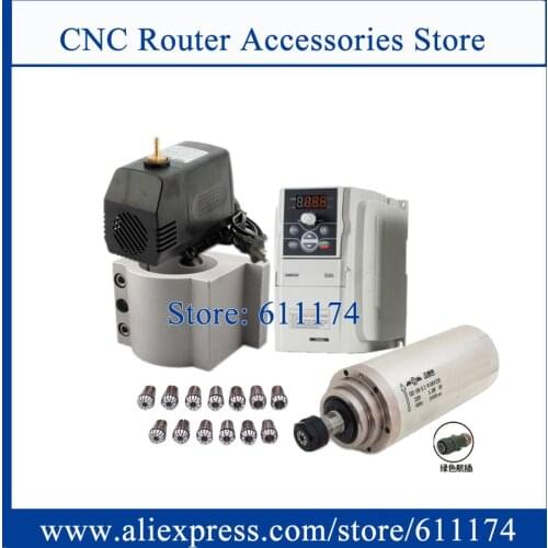 Wood working spindle motor 3kw/3.2kw AC220V ER20 water cooled + 3kw Inverter + Water Pump + D100 Clamp + ER20 collect