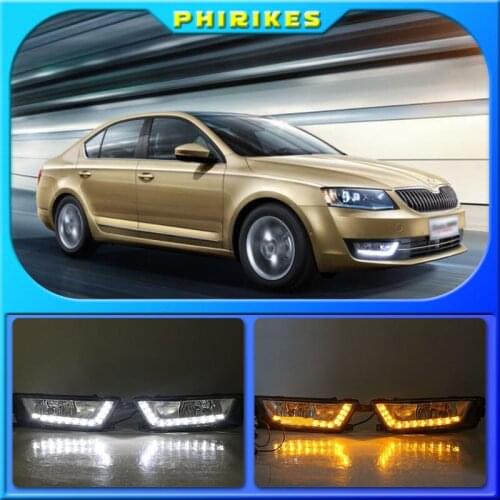 For Skoda Octavia A7 MK3 2014 2015 2016 LED DRL Daytime driving Running Lights Daylight cover hole free shipping