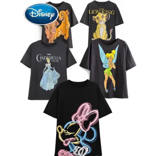 Disney Cute Teenager Master Angel Cartoon Print T-Shirt O-Neck Pullover Casual Fashion Sweet Women Short Sleeve Loose Tee Tops