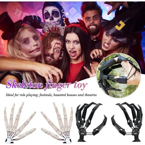 New Movable Knuckles Halloween Skull Finger Outdoor Party Haunted House Secret Room Decoration Props Scary Ghost Claw Adult Toy