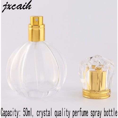 Jxcaih 1pcs 50ml Clear Refill Glass Spray Refillable Perfume Bottles Glass Automizer Empty Cosmetic Container For Travel