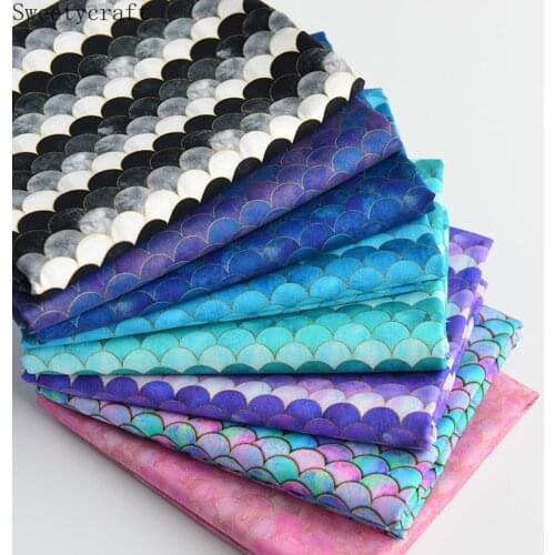 Patchwork Color Waves Printed Plain Cotton Fabrics Sewing Quilting Bag Fabrics Needlework Material DIY Handmade Crafts Cloth