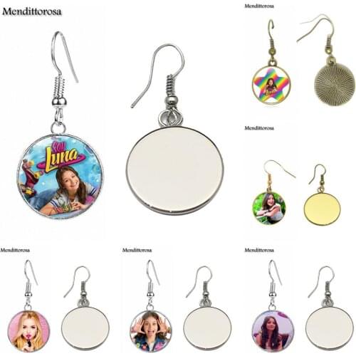 Mendittorosa Jewelry With Glass Cabochon Bronze/Silver/Golden Clip Ear Hook Drop Earrings For Women Super Pop Singer Soy Luna