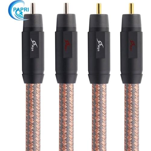 PAPRI MPS QR-11G DIY Audio Cable Gold Plated RCA Connector Plug 99.99997% OCC Wire For Subwoofer DAC Male To Male Signal Line