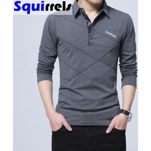 Mens T-shirt polo lapel long sleeve Paul business casual mens large size collared undershirt fashion trendy mens clothing