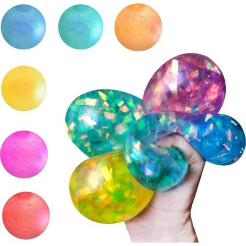 Decompress Vent Ball Stress Ball Squeeze Relax Jelly Beads Fidget Balls Squeezing Balls Glitter Ball Soft Colorful Sensory Toy