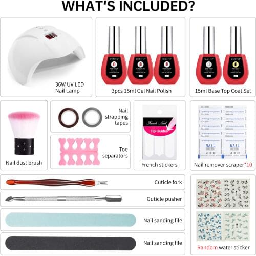 Nail Set 120W UV LED Lamp Dryer With 3 PCS Nail Gel Polish Kit Soak Off Manicure Set electric Nail drill For Nail Tools Set