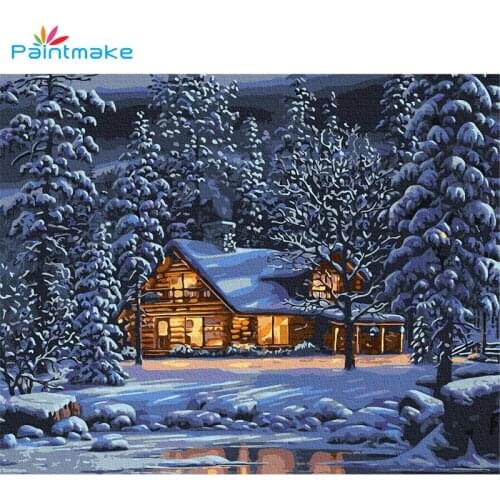 Paintmake snow-covered landscape DIY Painting By Numbers no frame Oil Painting On Canvas For Home Decor Wall Art Picture Gifts
