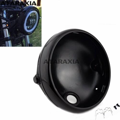 Black 7" bike Motorcycle Led Headlight Shells Lamp 7 inch led Light Housing For KAWASAKI Honda Yamaha Chopper Cafe Racer Bobbe