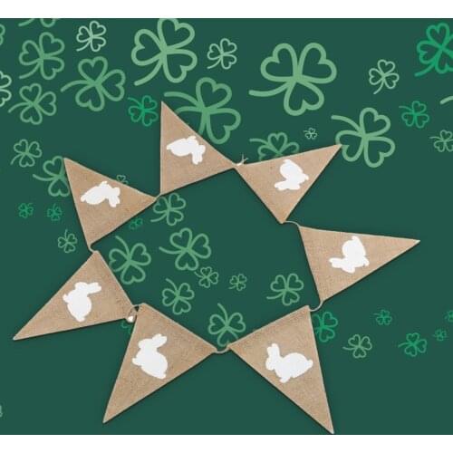 2.5m Easter Decoration Banner Pull Flag Seven Pieces Of Rabbit Jute Pennant Party Pull Flag Wedding Bunting