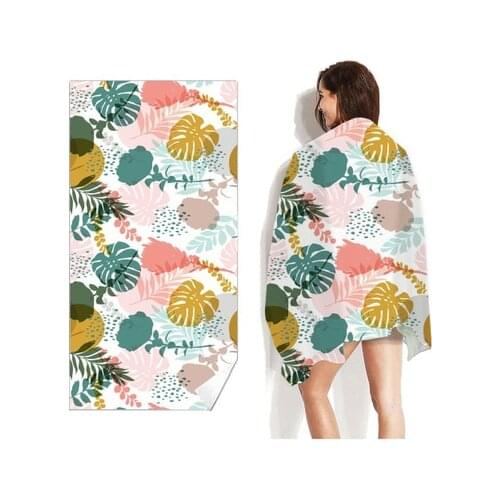 Printed green Leaves Quick dry beach towel Microfiber Bath Towels Beach cushion Swimming personalized Sand Free Beach towels