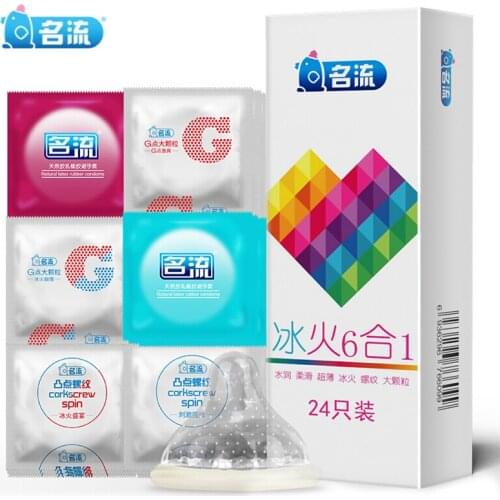 Mingliu Condom 6 Types G Spot Smooth thread Granule Fire and Ice High Quality Stimulation Penis Sleeve Safe Condoms for Men Shop