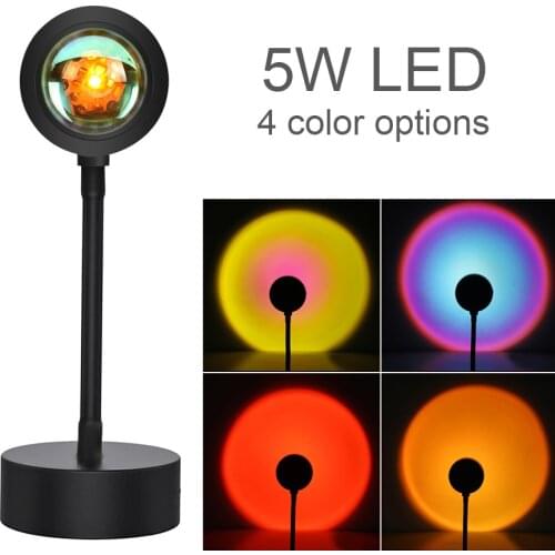 5W USB Rainbow Sunset Red Projector LED Night Lights Sun Projection Lamp for Home Bedroom Coffee Store Wall Decoration Lighting