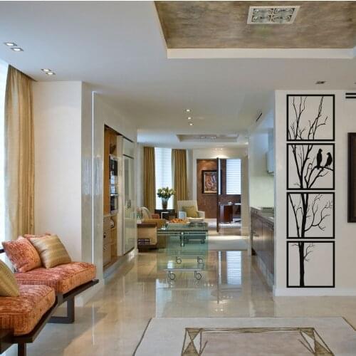 Birds on Branch 4 Pieces Metal Wall Art, Metal Tree Wall Art, Tree Sign, Metal Wall Decor, Interior Decoration