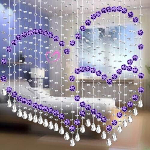 Multi-colored Double Heart Shape Glass Crystal Bead Curtain Room Entrance Divider Curtain Beaded Partitions Home Decoration 1*1m