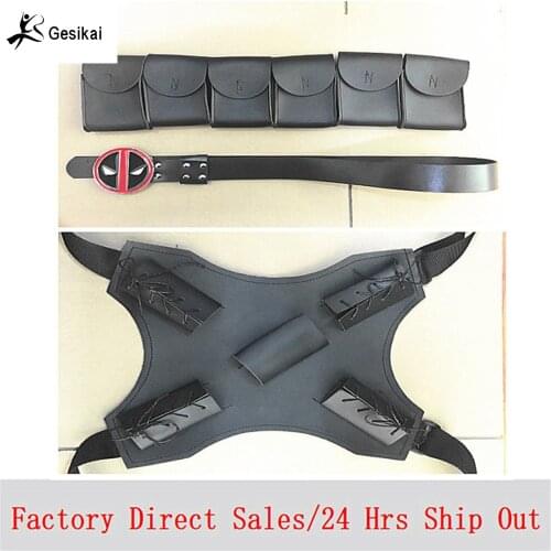 Adjustable Deadpool Belt Full Set Buckle Pouches Costume Ryan Reynolds Halloween Cospaly Props One Size