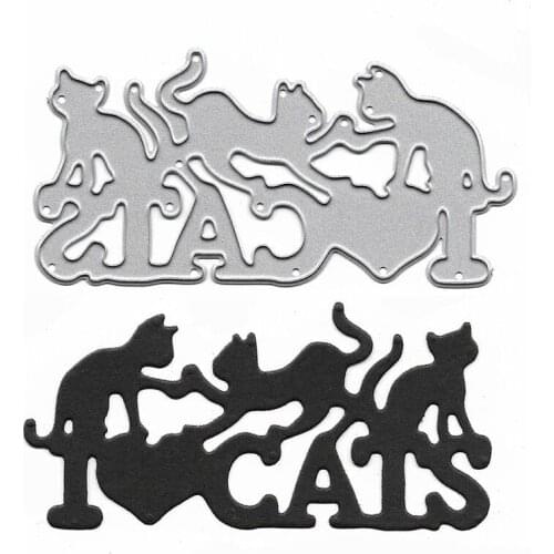 Love Cats Metal Cutting Dies for Diy Scrapbook Embossing Folder for Card Making Clear Stamps Photo Album Stencil Words Molds
