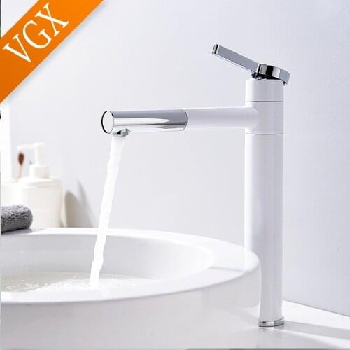 VGX Bathroom Faucets High Basin Mixer Sink Tall Faucet Gourmet Washbasin Taps Water Tap Hot Cold 360 Tapware Crane Brass Black