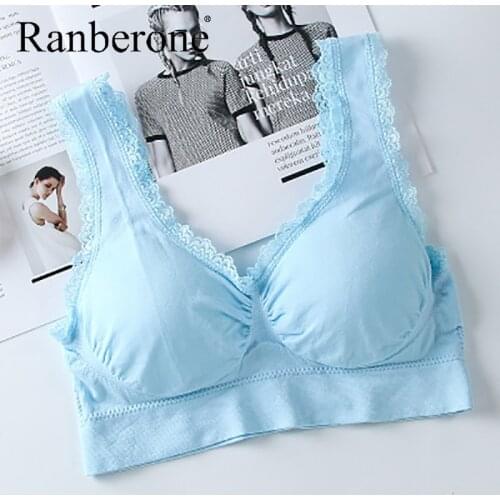Ranberone Sports Bra Women Underwear Padded Push Up Yoga Bra Fitness Daily Wear Wire Free Seamless Bra Full Cup Solid Woman Top