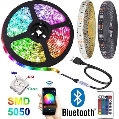 Bluetooth 5050 RGB LED Strip Lights DC 5V Tira USB Neon Tape taśma Stripe Band Ambient Backlight for Home Room TV PC Decoration