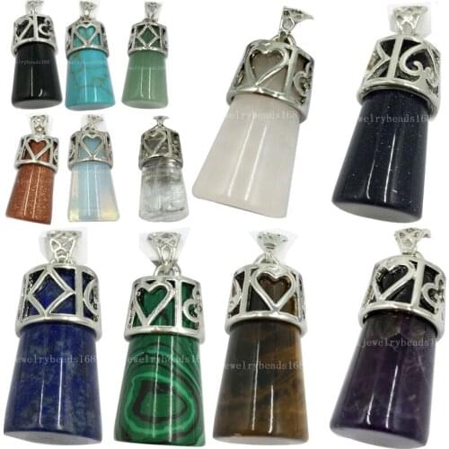 Tigers Eye Crystal Aventurine Howlite Malachite Goldstone Blue Sand Carnelian Opal Art Women Men Pendant Bead WFH446