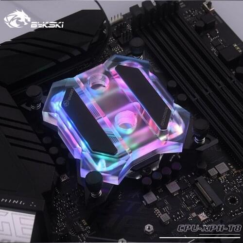 Bykski CPU-XPH-T8 CPU Water Cooling Block For Intel Lga115x/2011/2066 RGB/RBW Lighting Mechanical butter System Microwaterway I7