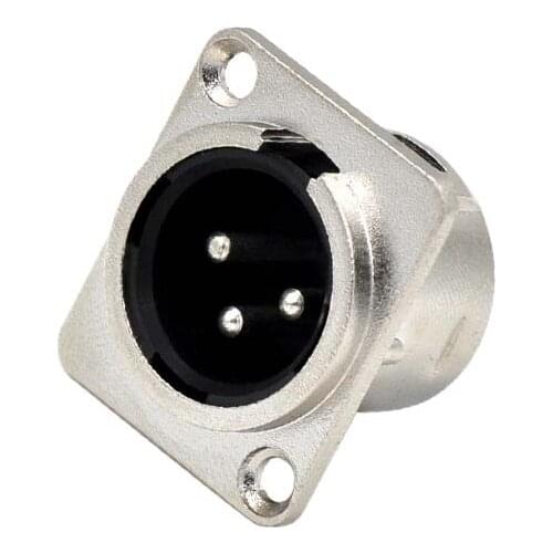 High quality 40pcs/lot XLR 3-Pin male Metal Panel Mount Chassis Microphone Mic Jack Audio D Connector