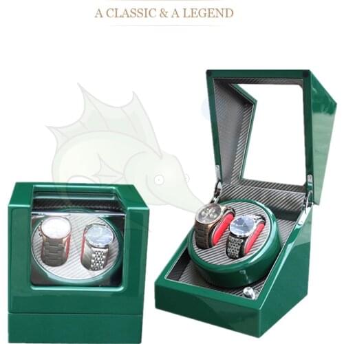 High Light Green Wooden Watch Winder Box 5 Modes Carbon Fibre Inside Automatic Watch Winder
