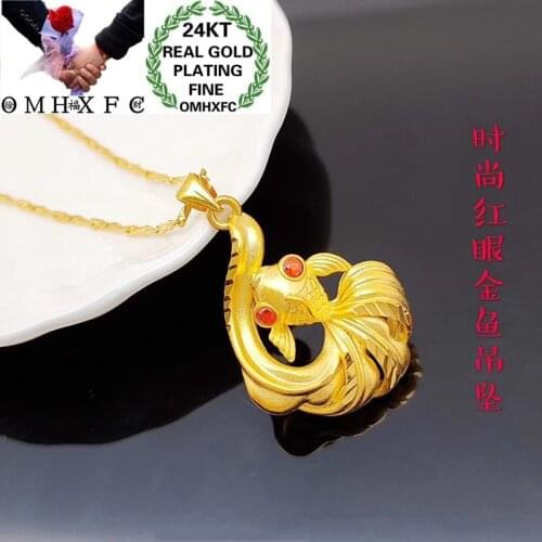 OMHXFC Jewelry Wholesale YM408 European Fashion Hot Fine Woman Man Party Birthday Wedding Gift Goldfish 24KT Gold Pendant Charm