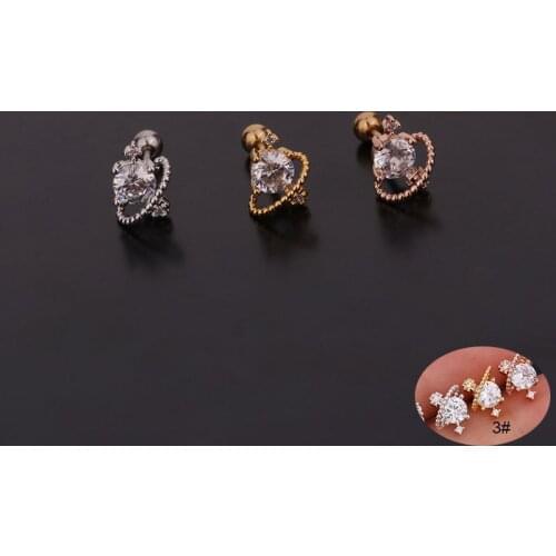 1 PCS Cute Small Micro Pave Zircon Planet Star Shape Stud Earring Trendy Round Ball Ear Cartilage Piercing Cuff Jewelry