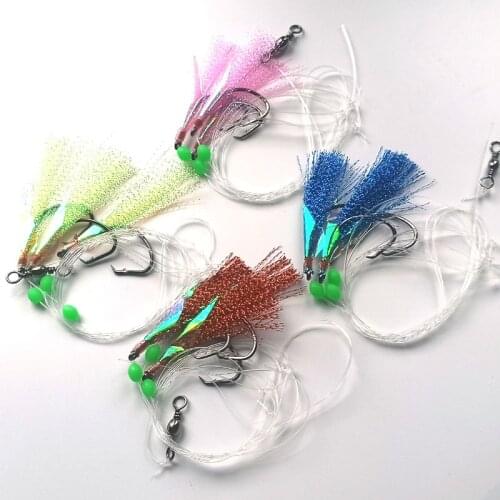 10pcs 4/0 6/0 7/0 Sabiki rigs sea fishing rigs flasher rig sea fishing hook boat fishing bait