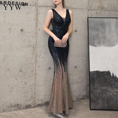 2020 Women Sequined Dress Evening Dress Female Sleeveless Sequins Ladies Mermaid Dress Evening party dress Vestidos De Festa
