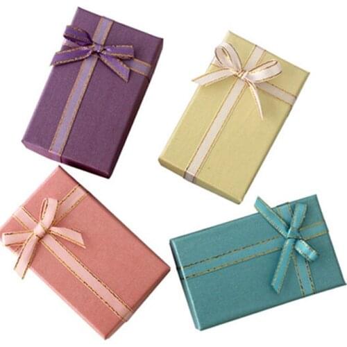 24pcs Paper Jewelry Box Packaging Necklace Earring Bracelet Brooches Rectangle Gift Boxes Earring Display Holder With Sponge