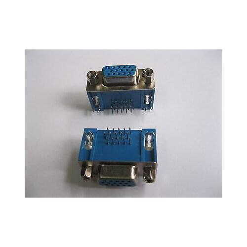 30 pcs D-Sub 15 pin Female Connector Right Angle 3 Row Tall Blue