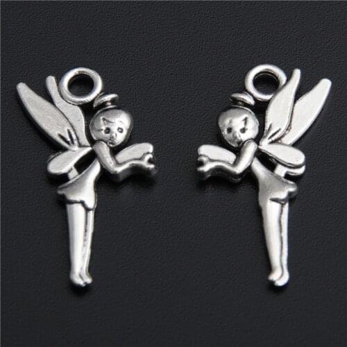 30pcs Silver Color Flower Fairy Flower Angel Elfin Elf Shape Pendant Fit Bracelet Charm DIY Making A2795