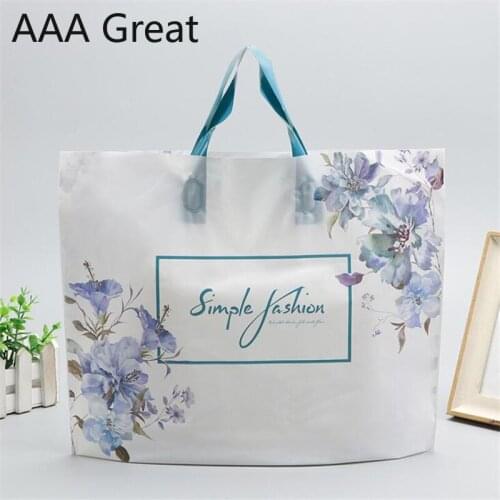 50Pcs/Lot Plastic Bags Shop Clothes Gift Bags With Handles Wedding Birthday Party Supplies Gift Bags Cookies Storage Bag Flowers