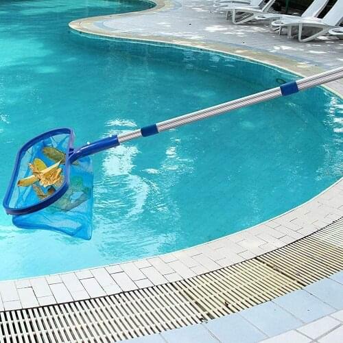 Aluminum Telescopic Pole Fine Mesh Pool Net Pool Skimmer Deep Bag Rake Leaf Removal Tool