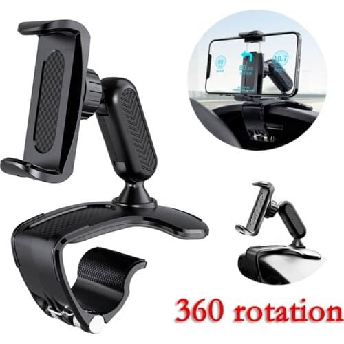 DashBoard Mount Car Phone Holder 360rotation Rearview Mirror Clip Stand Multifunction Bracket for Xiaomi Huawei IPhone 12