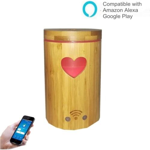 Free shipping 160ml wifi bamboo diffuser ultrasonic humidifier app control intelligent home appliance