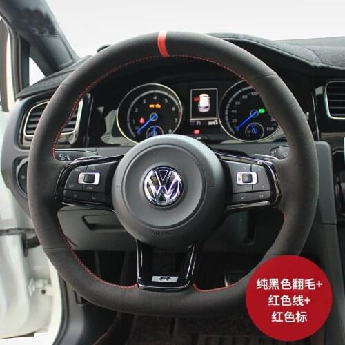 Car Steering Wheel Cover For Volkswagen CC Touareg T-Roc Passat Polo GTI Golf Interior Accessories DIY Black Suede