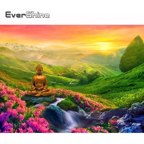 Evershine 5D Diamond Painting Buddha Crystal Full Set Diamond Embroidery Religion Rhinestone Pictures Zen Cross Stitch Kit Sale