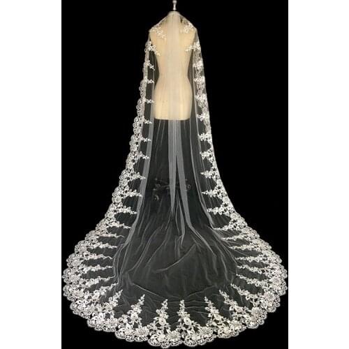 2021 In Stocks Lace Wedding Bridal Veil With Comb White Ivory One Layer Lace Bridal Accessories Veil with Comb Veu De Noiva