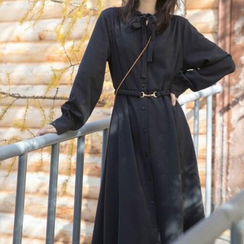 French Renaissance Vintage Courtly Style Sweet Girl Dress Women Winter Long Designer Midi Dress Black Elegant Offiec Lady Dress