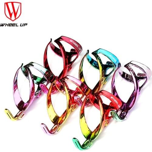 Wheel up colorful aluminum alloy bottle cage bicycle one-piece water cup holder two-color water bottle riding equipment