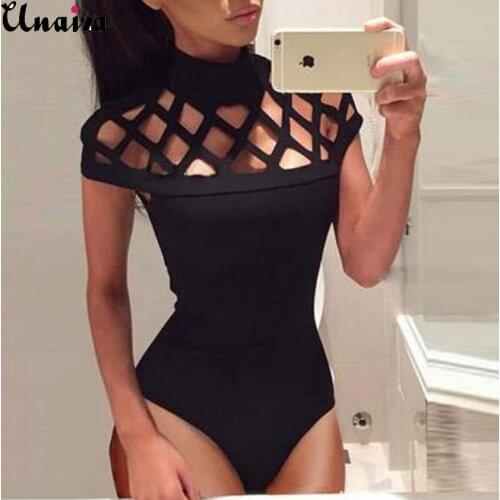 UNAIZA Womens Sexy Jumpsuit Flowers And Holes Jumpsuit 2021 Fashion Casual Slim Round Neck Casual Solid Color Elegant Jumpsuit