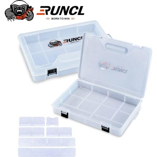 RUNCL Fishing Tackle Box, Plastic Storage case with Removable Dividers,Organizer -Fishing Combo Set Baits - Fishing Tool Kit