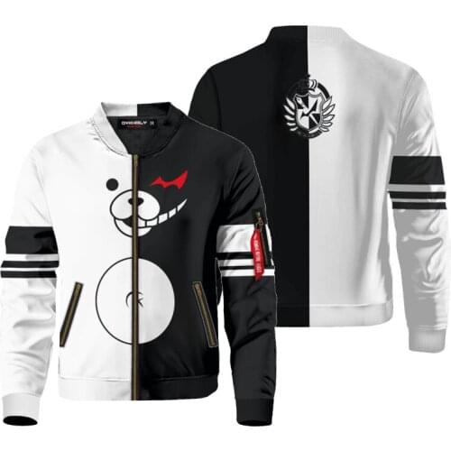 Anime Danganronpa Monokuma 3D Bomber Jackets Zipper Flight Jacket Casual Cosplay Coat Unisex Harajuku Streetwear Drop Ship