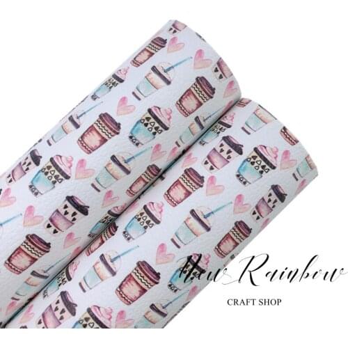 New Rainbow 22X30cm A4 Milk Shake Summer Artisan Faux Leatherette Sheet For Making Bows, Earrings, Accessories