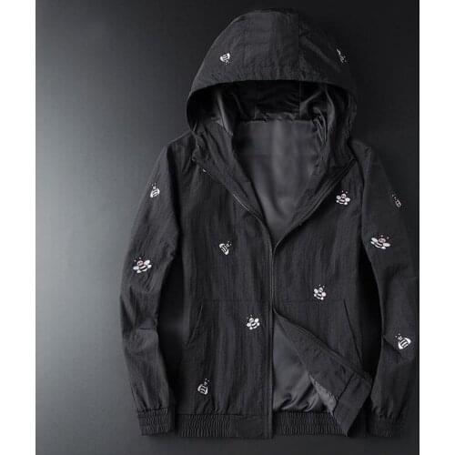 New Men luxury High gentleman Rib Sleeve Embroidered Bee Fold couple Baseball Coats & Jackets Abstract digital coat Motor #N04